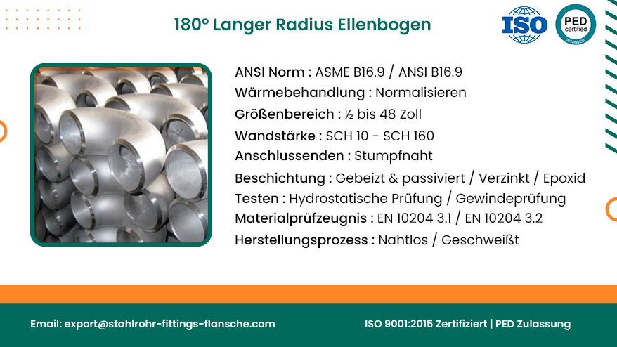 180° langer Radius Ellenbogen