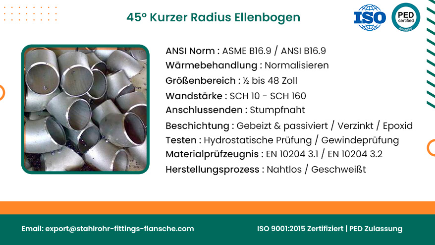 45° kurzer Radius Ellenbogen