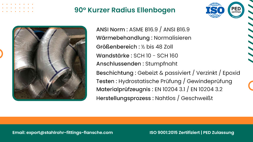 90° kurzer Radius Ellenbogen
