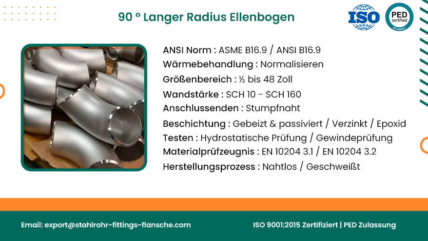 90° langer Radius Ellenbogen