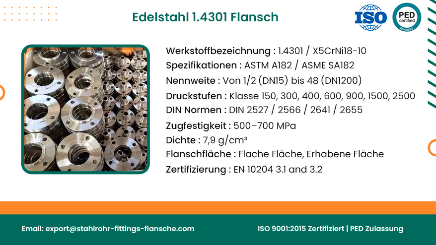 Edelstahl 1.4301 Flansch