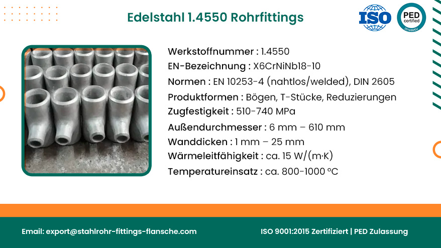 Edelstahl 1.4550 Rohrfittings