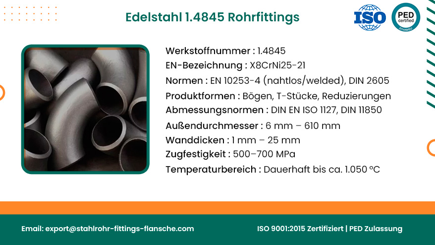 Edelstahl 1.4845 Rohrfittings