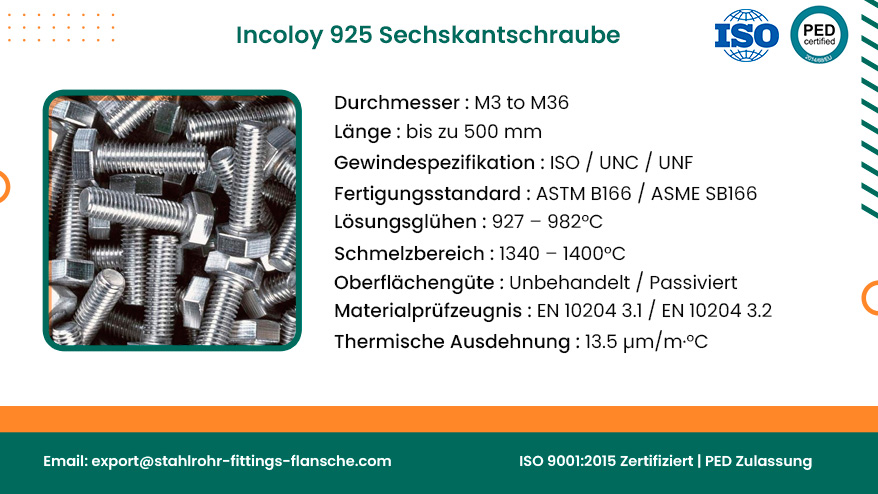 Incoloy 925 Sechskantschraube