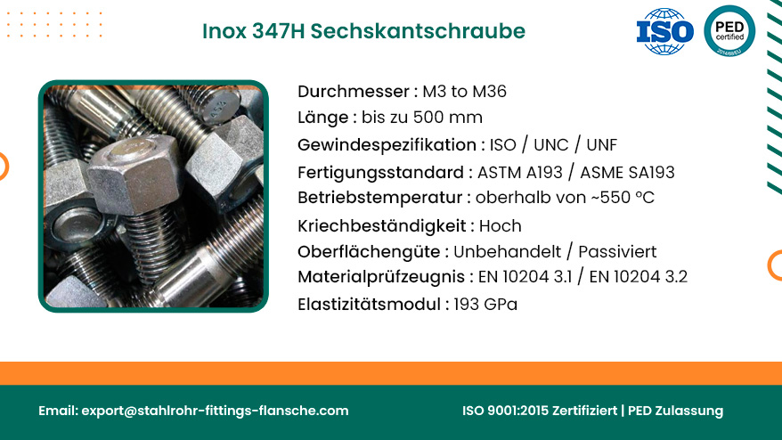 Stahl 347H Sechskantschraube