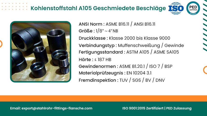 Kohlenstoffstahl A105 Geschmiedete Beschläge