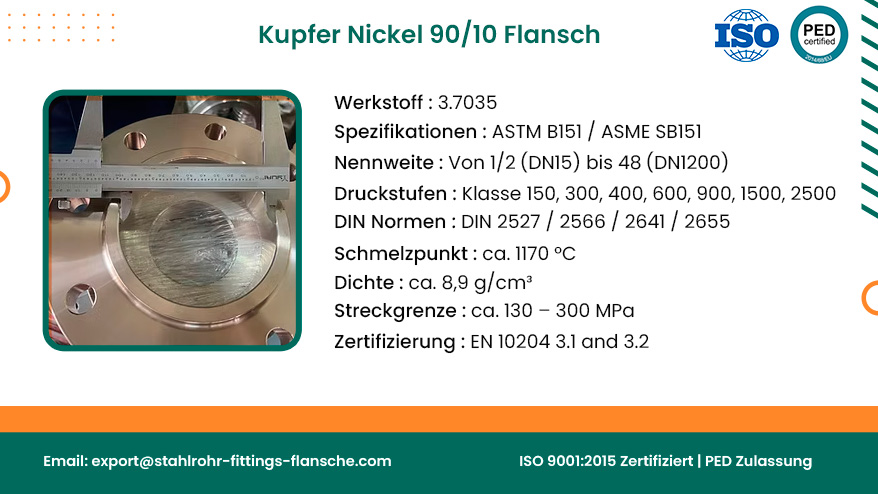 Kupfer Nickel 90/10 Flansch