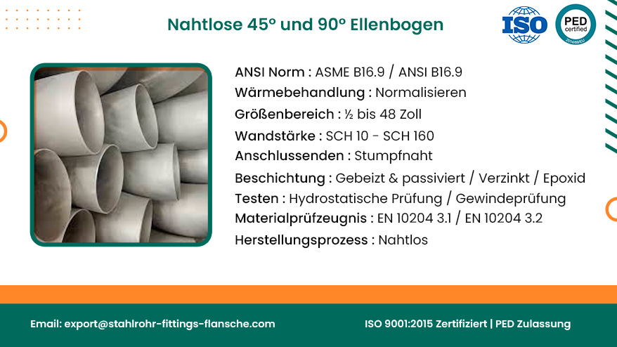 Nahtlose 45 Grad und 90 Grad Ellenbogen