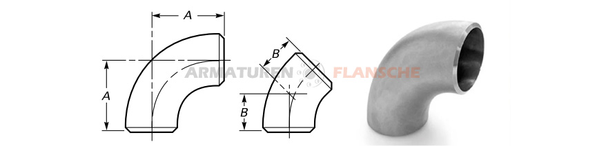 Rohrbogen 3D abmessungen tabelle