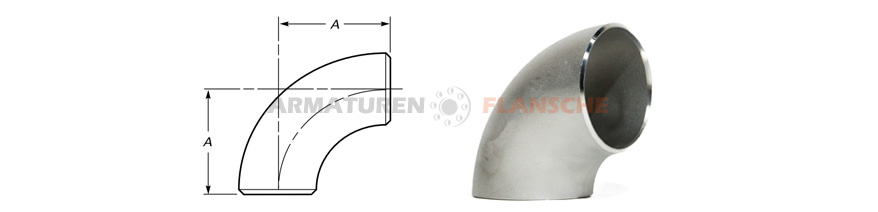 Rohrbogen 90 Grad Typ 1D Abmessungen