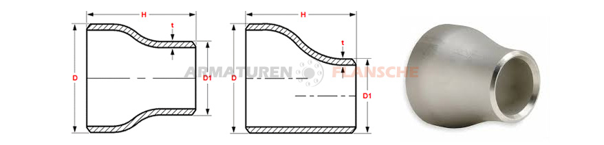 Stahl Konzentrisch Reduzierer Abmessungen