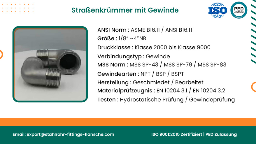 Straßenkrümmer mit Gewinde