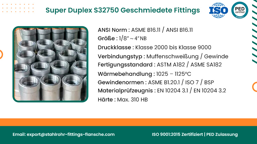 Super Duplex S32750 geschmiedete Fittings