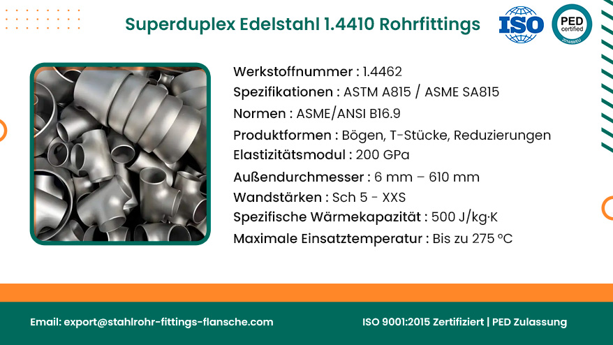 Superduplex Edelstahl 1.4410 Rohrfittings