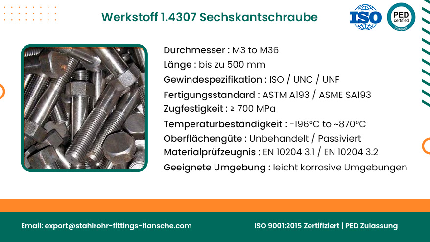 Werkstoff 1.4307 Sechskantschraube