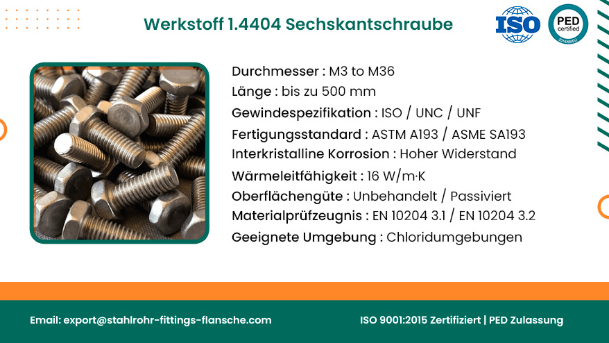 Werkstoff 1.4404 Sechskantschraube