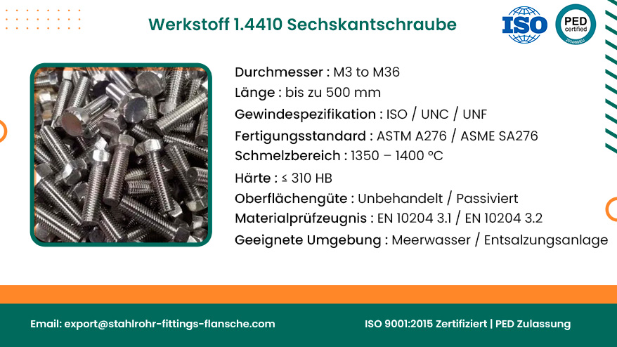 Werkstoff 1.4410 Sechskantschraube