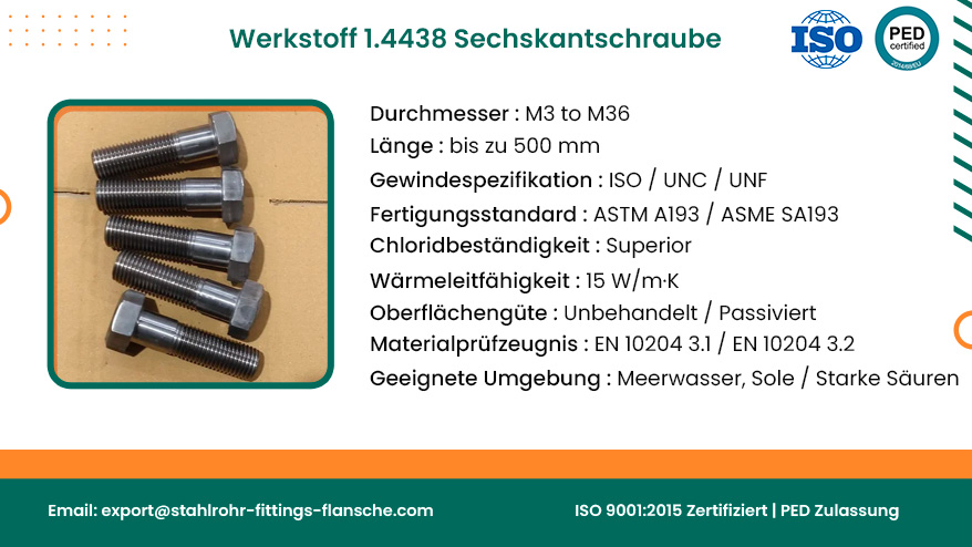 Werkstoff 1.4438 Sechskantschraube
