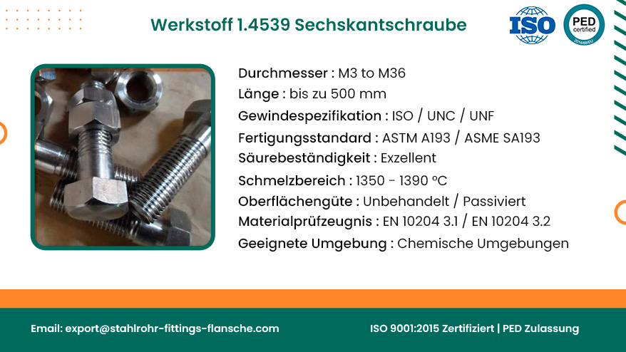 Werkstoff 1.4539 Sechskantschraube