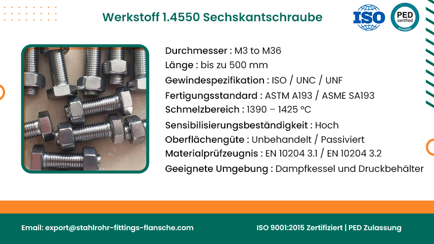 Werkstoff 1.4550 Sechskantschraube