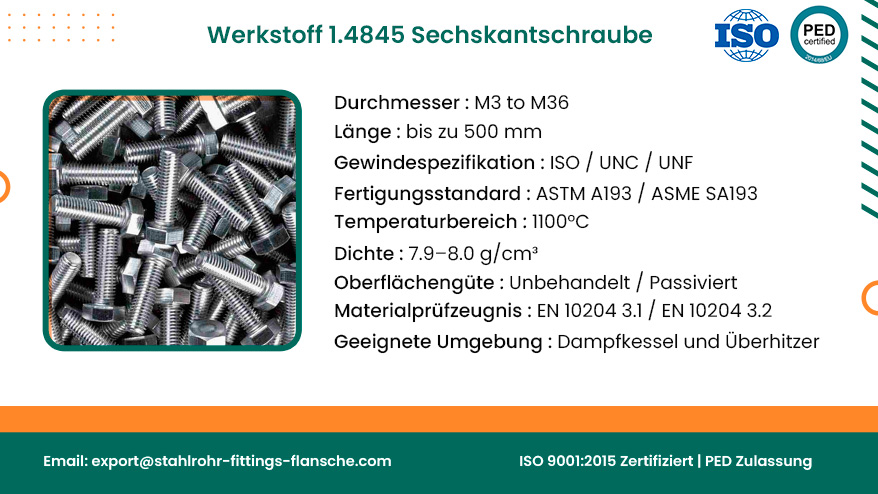 Werkstoff 1.4845 Sechskantschraube