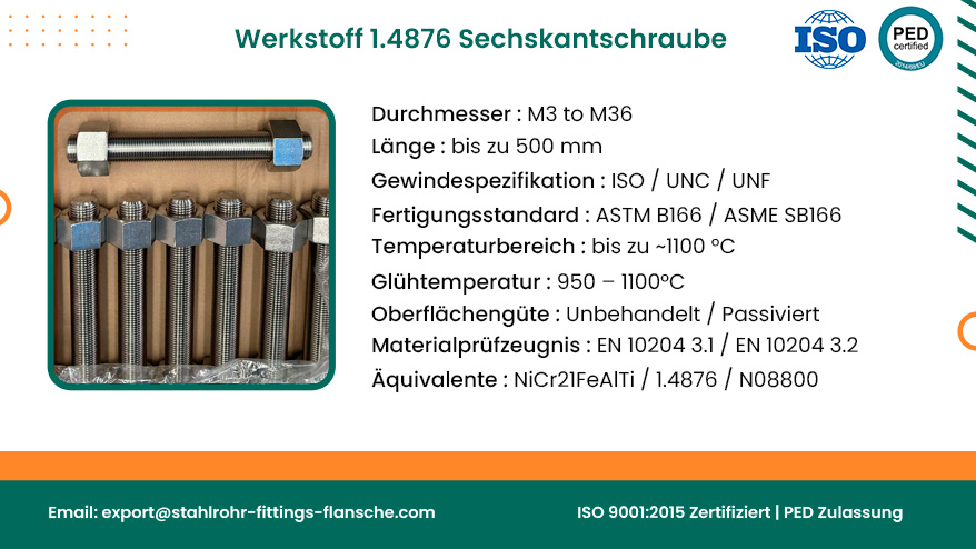 Werkstoff 1.4876 Sechskantschraube