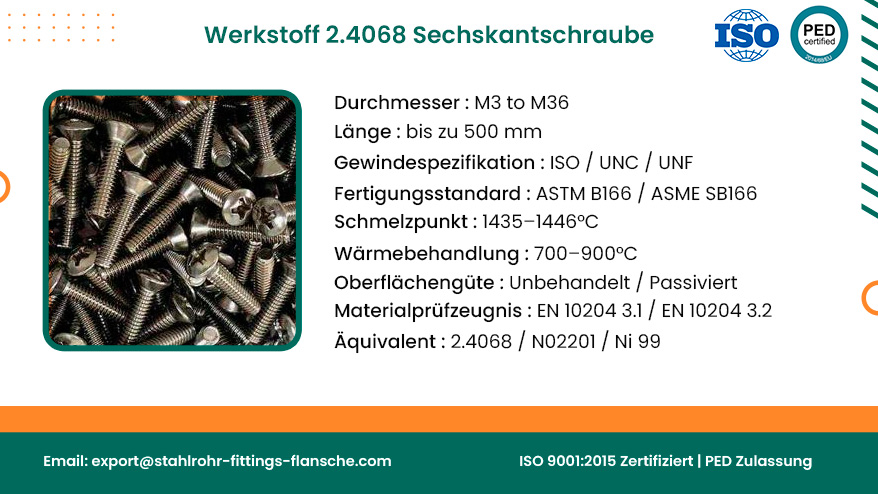 Werkstoff 2.4068 Sechskantschraube