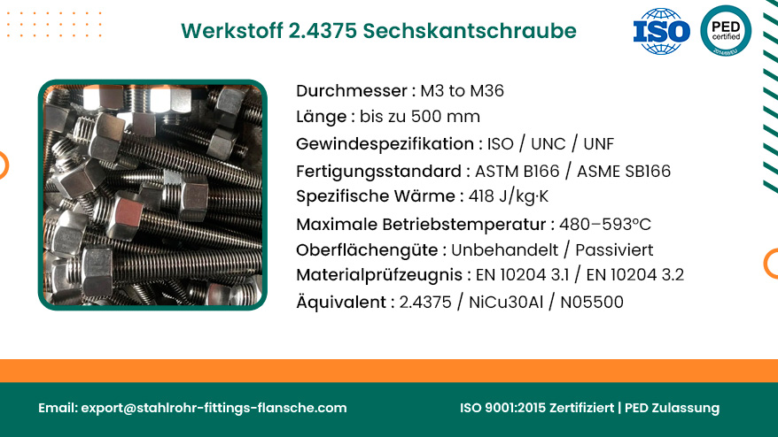 Werkstoff 2.4375 Sechskantschraube