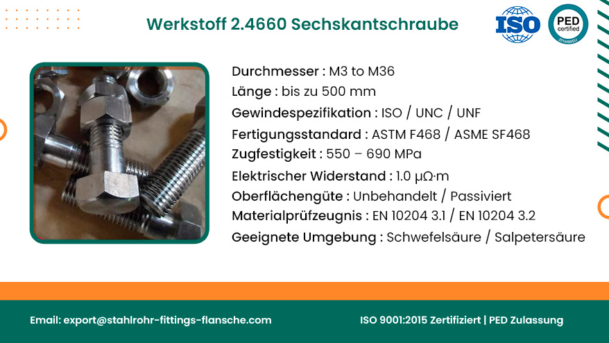 Werkstoff 2.4660 Sechskantschraube