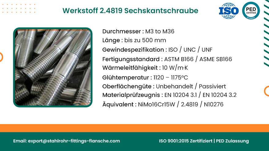 Werkstoff 2.4819 Sechskantschraube