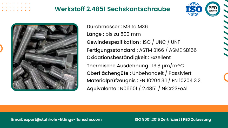 Werkstoff 2.4851 Sechskantschraube