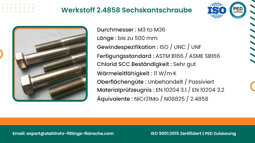Werkstoff 2.4858 Sechskantschraube
